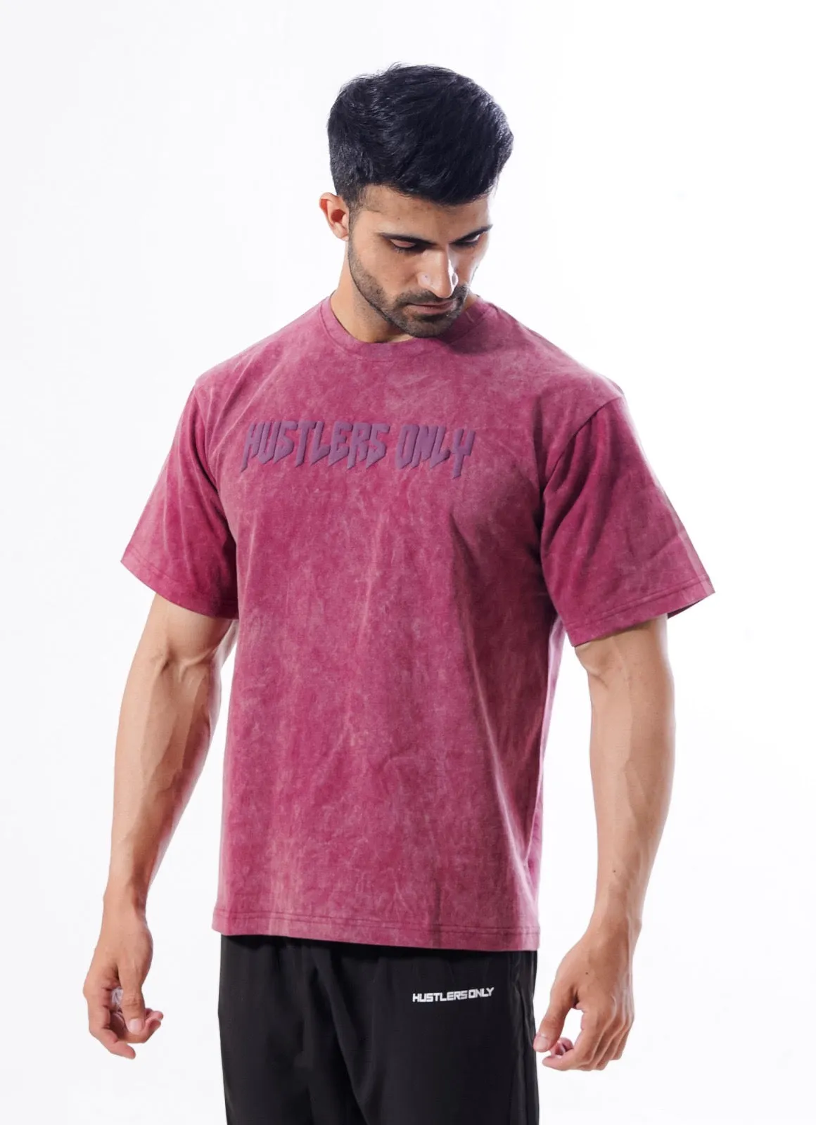 Drippy Acid Wash Tshirt - Maroon
