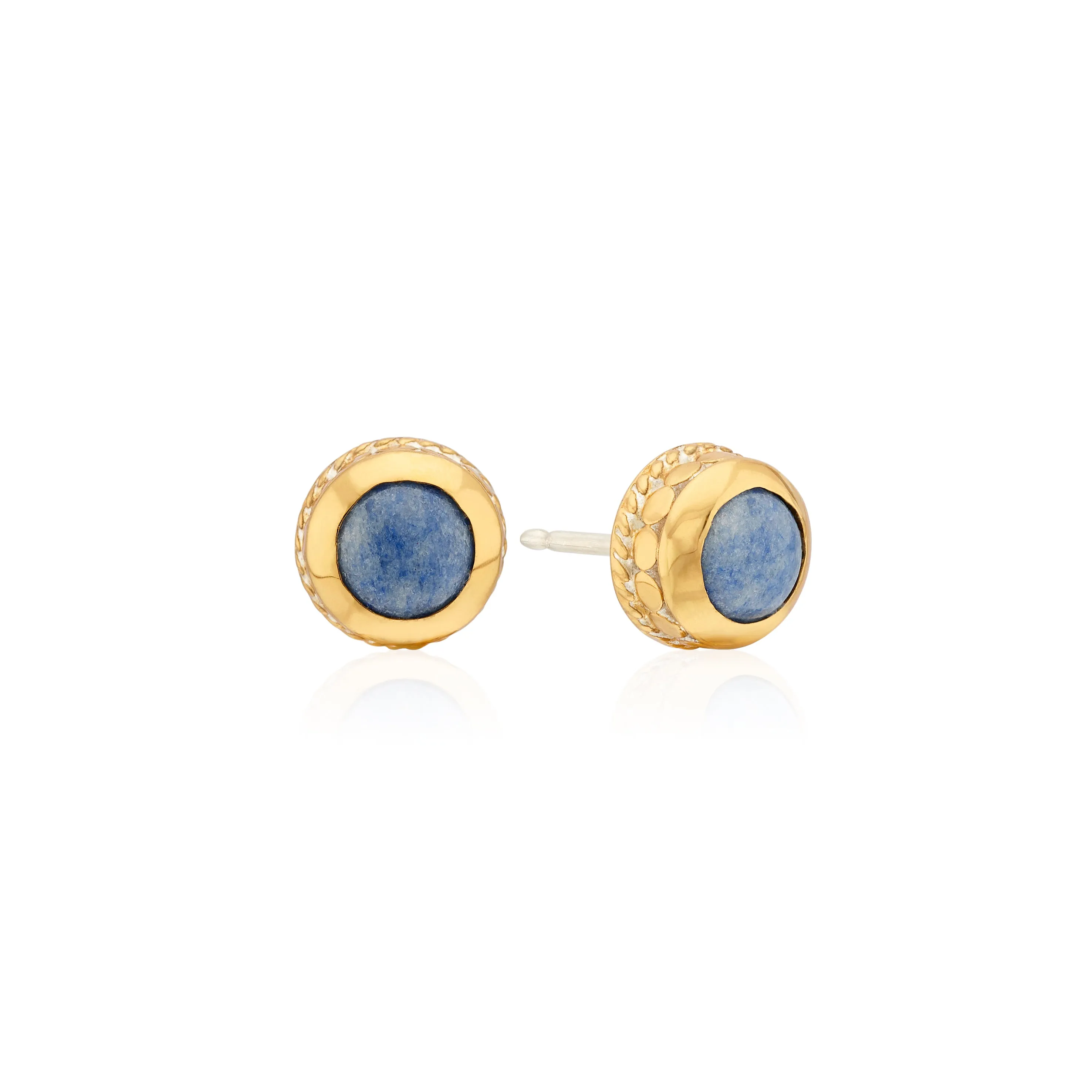 Dumortierite Stud Earrings - Gold