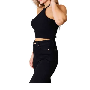 Dynamo Diva Ribbed Halter Cropped Top