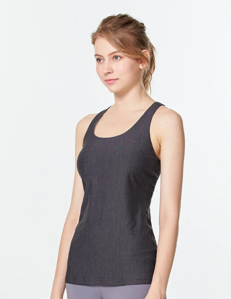 easyoga LA-VEDA Lattices Tank - J03 Jeans Black