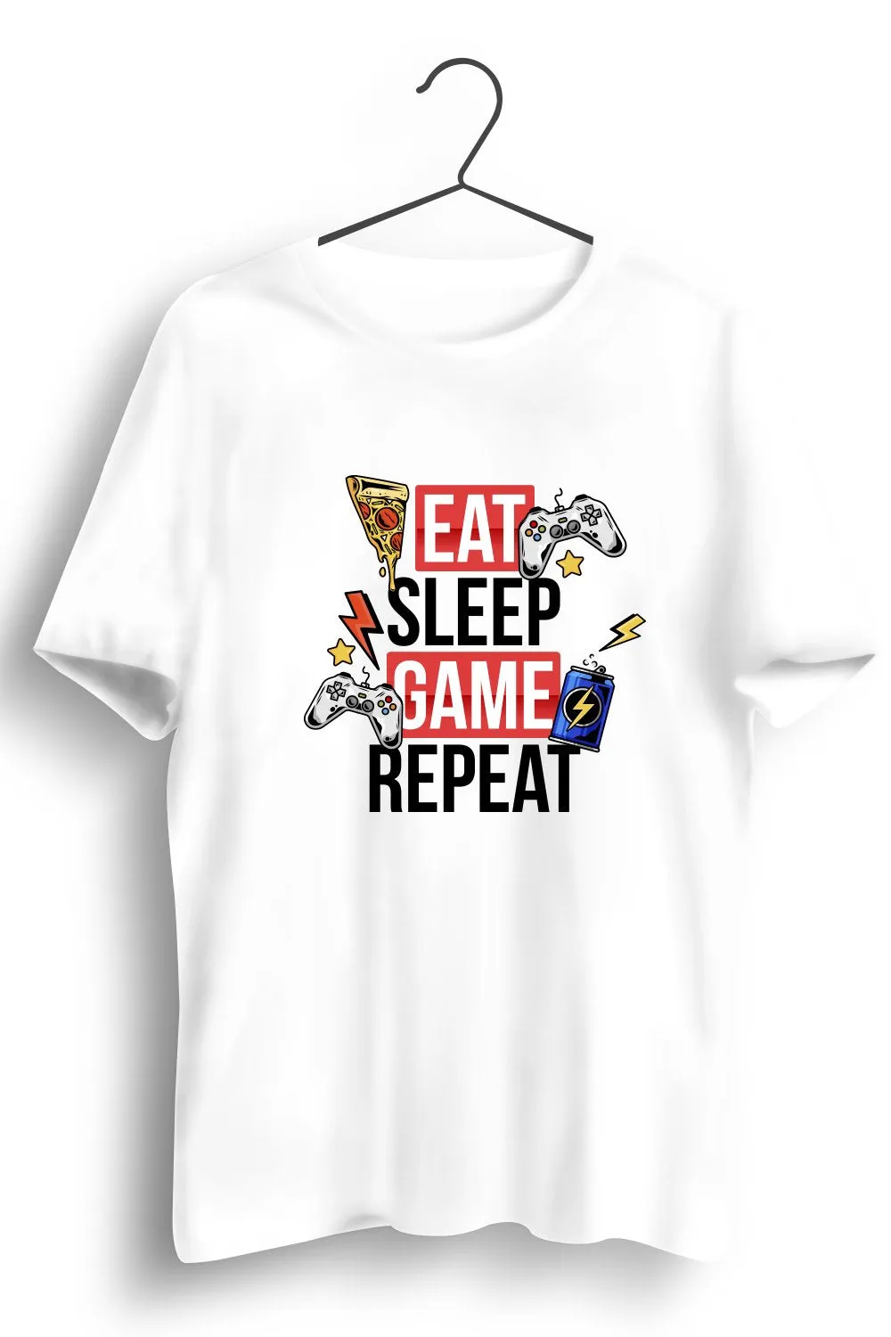 Eat Sleep Game Repeat White Tshirt