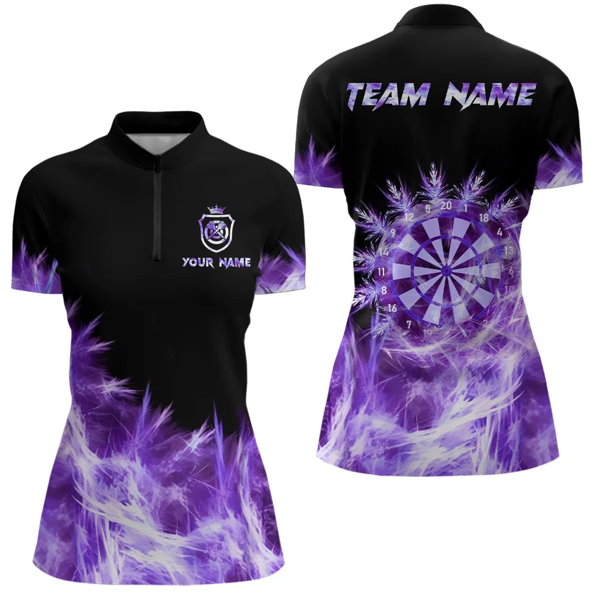 Eisige Lila Damen Darts Poloshirts & Quarter-Zip Shirts – Individuelle Darts Shirts für Teams T2977