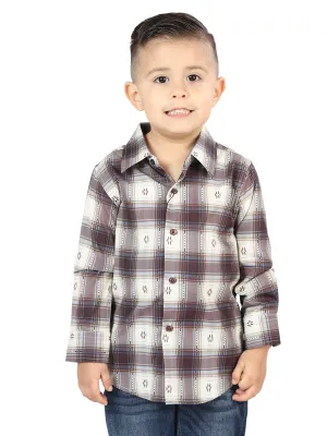 El General Kids Casual Long-Sleeve Shirt - Beige/Burgundy