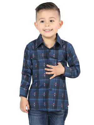 El General Kids Casual Long-Sleeve Shirt -Black/Blue
