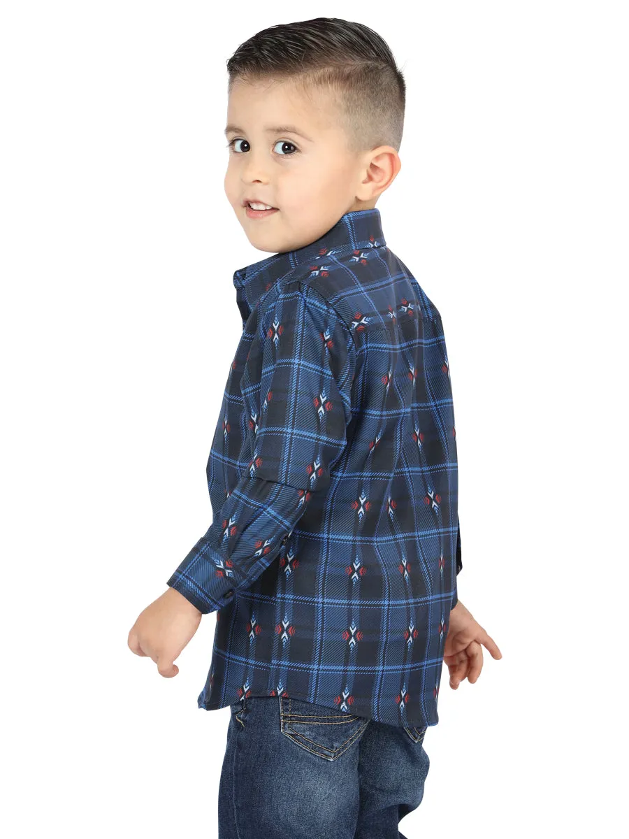 El General Kids Casual Long-Sleeve Shirt -Black/Blue