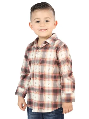 El General Kids Casual Long Sleeve Shirt - Orange/Beige
