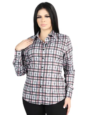 El General Womens Casual Long-Sleeve Shirt (Black/White)