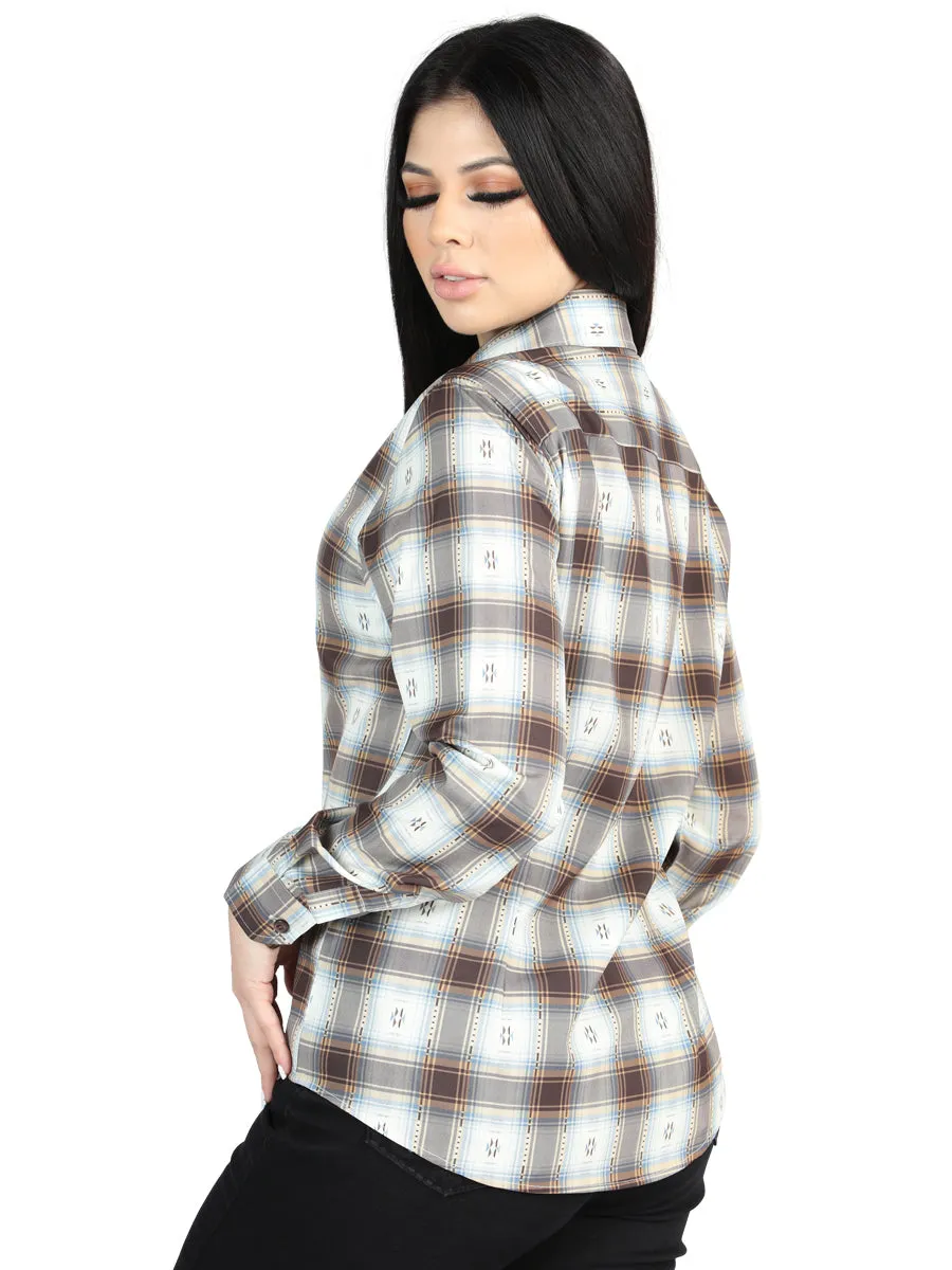 El General Womens Casual Long-Sleeve Shirt (Brown/Sand)