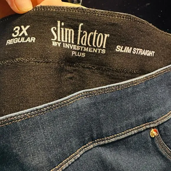 Elastic Waist with Stretch Slim Factor By Investments Plus Slim Straight Jeans