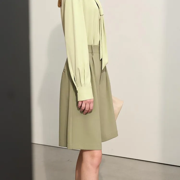 Elegant Wide-Leg Shirred Shorts for Women