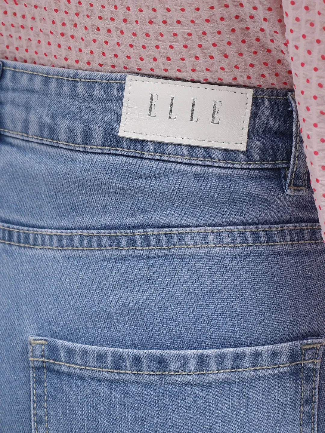 Elle Women Blue Solid Bootcut Mid-Rise Jeans