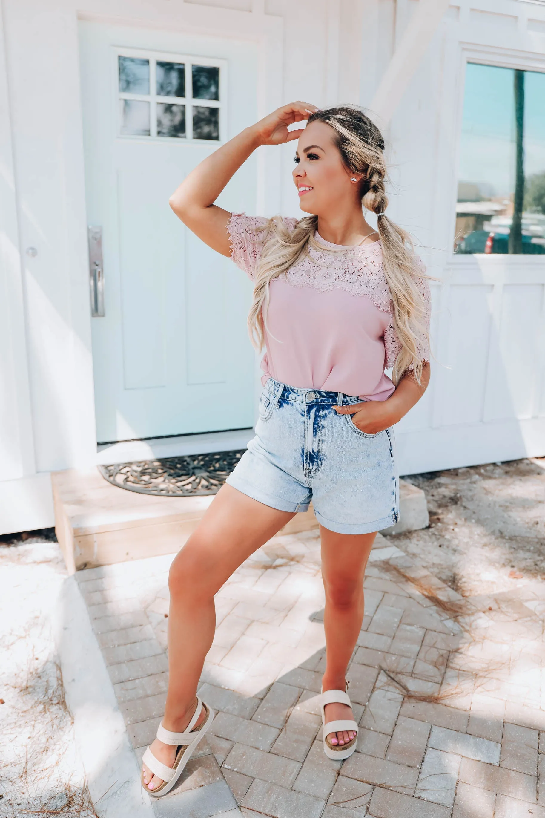 Eloise Lace Blouse - Blush