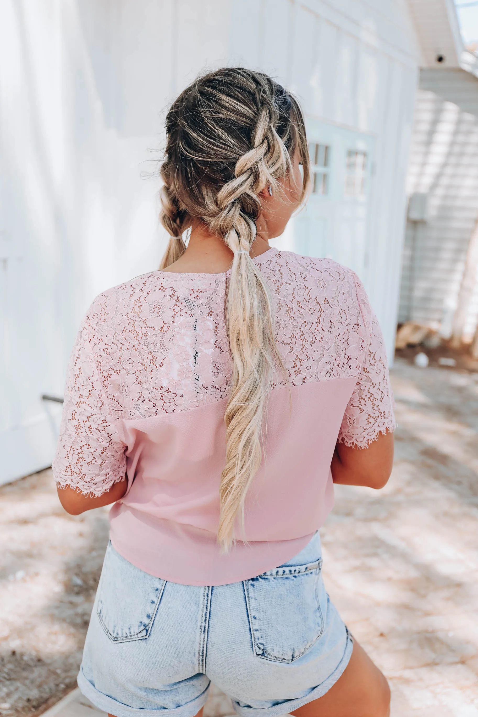 Eloise Lace Blouse - Blush