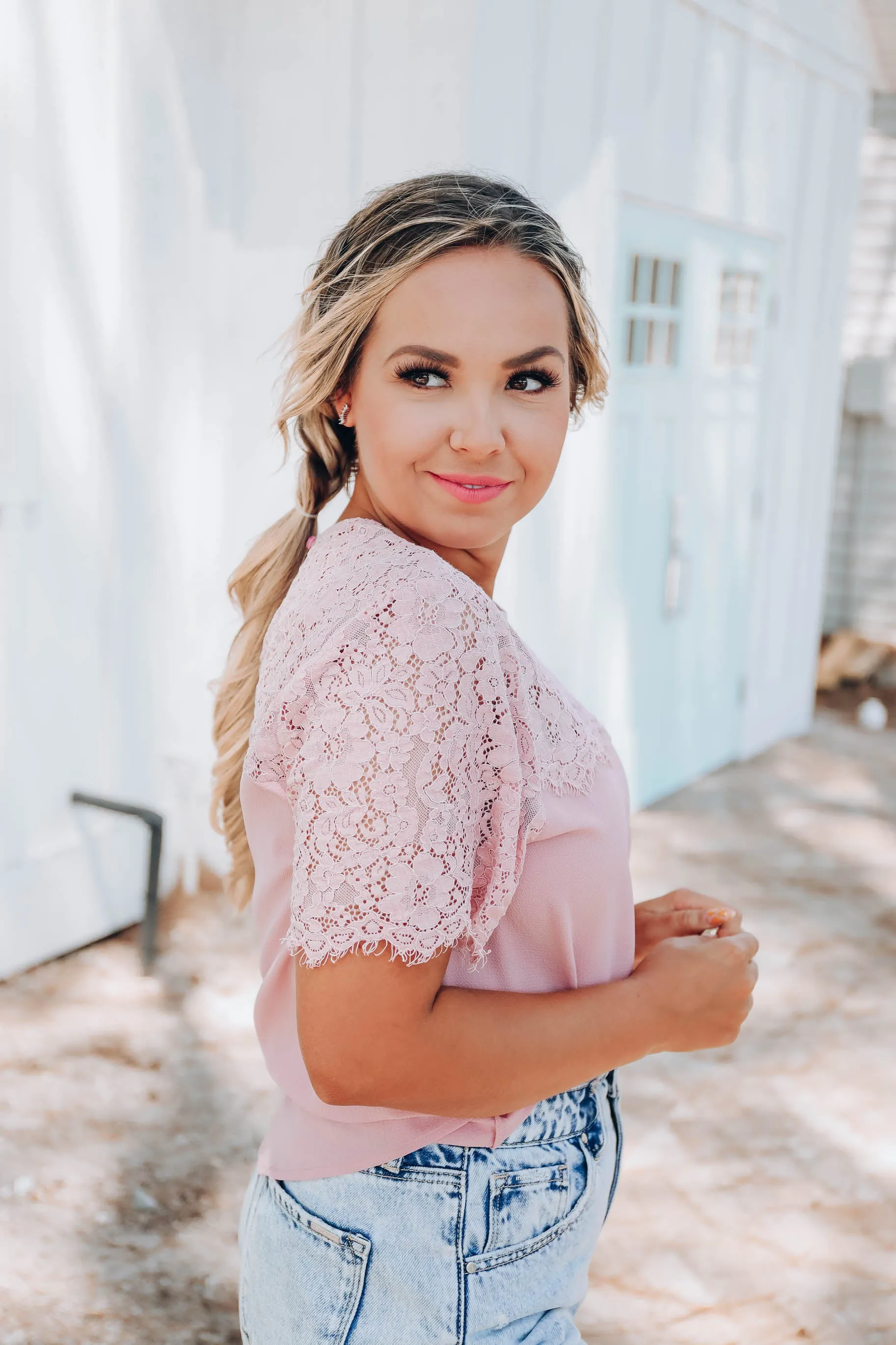 Eloise Lace Blouse - Blush