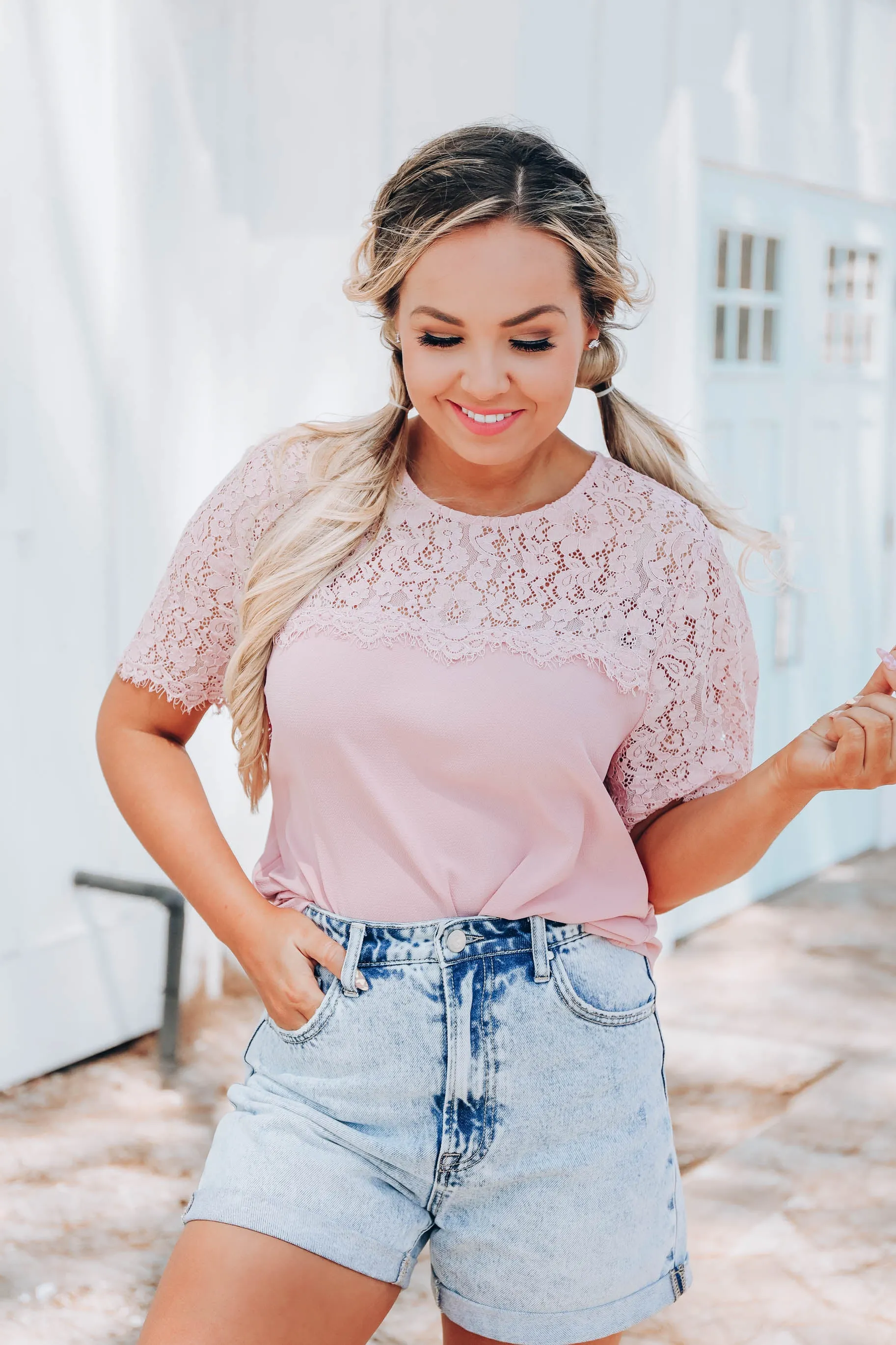 Eloise Lace Blouse - Blush