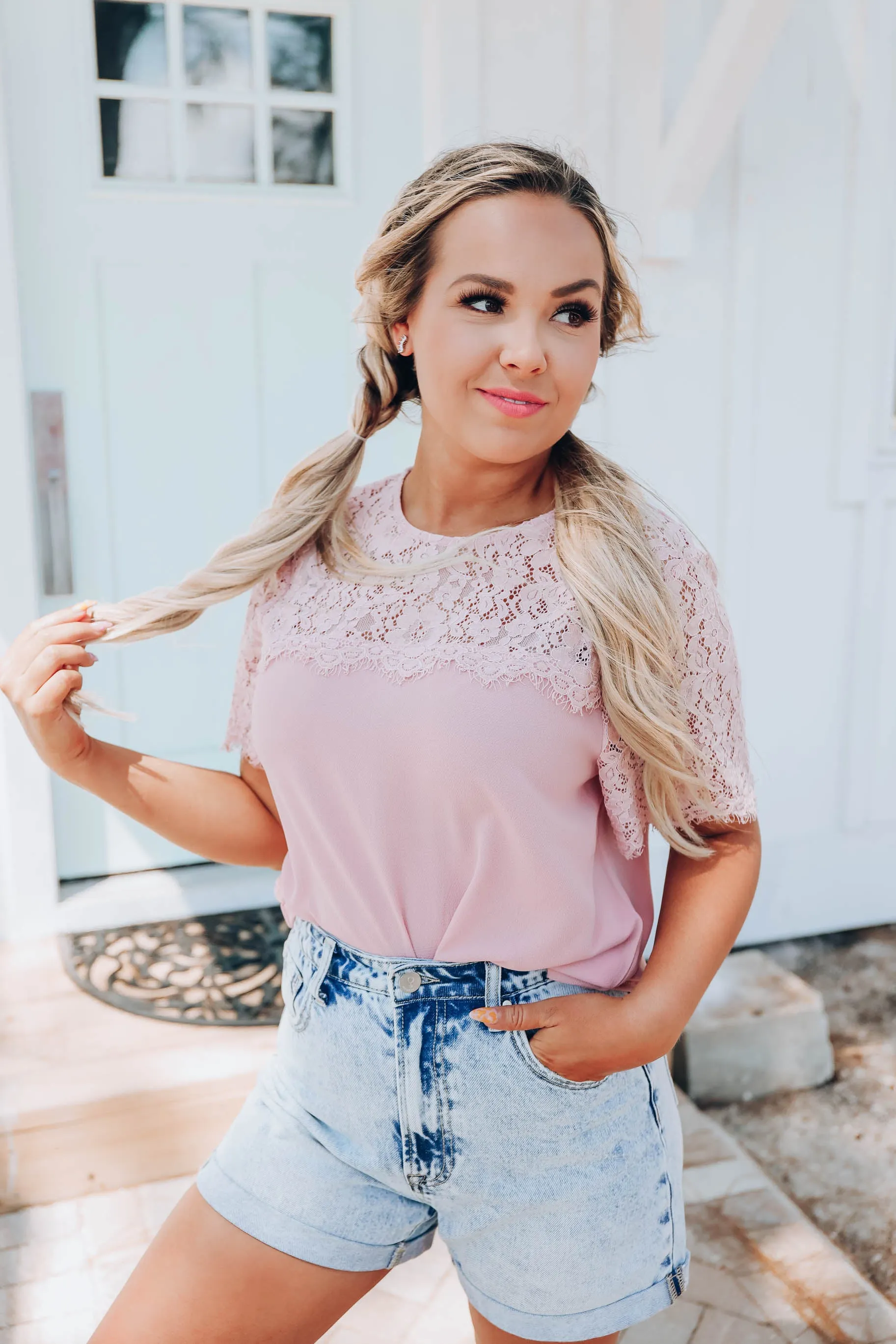 Eloise Lace Blouse - Blush