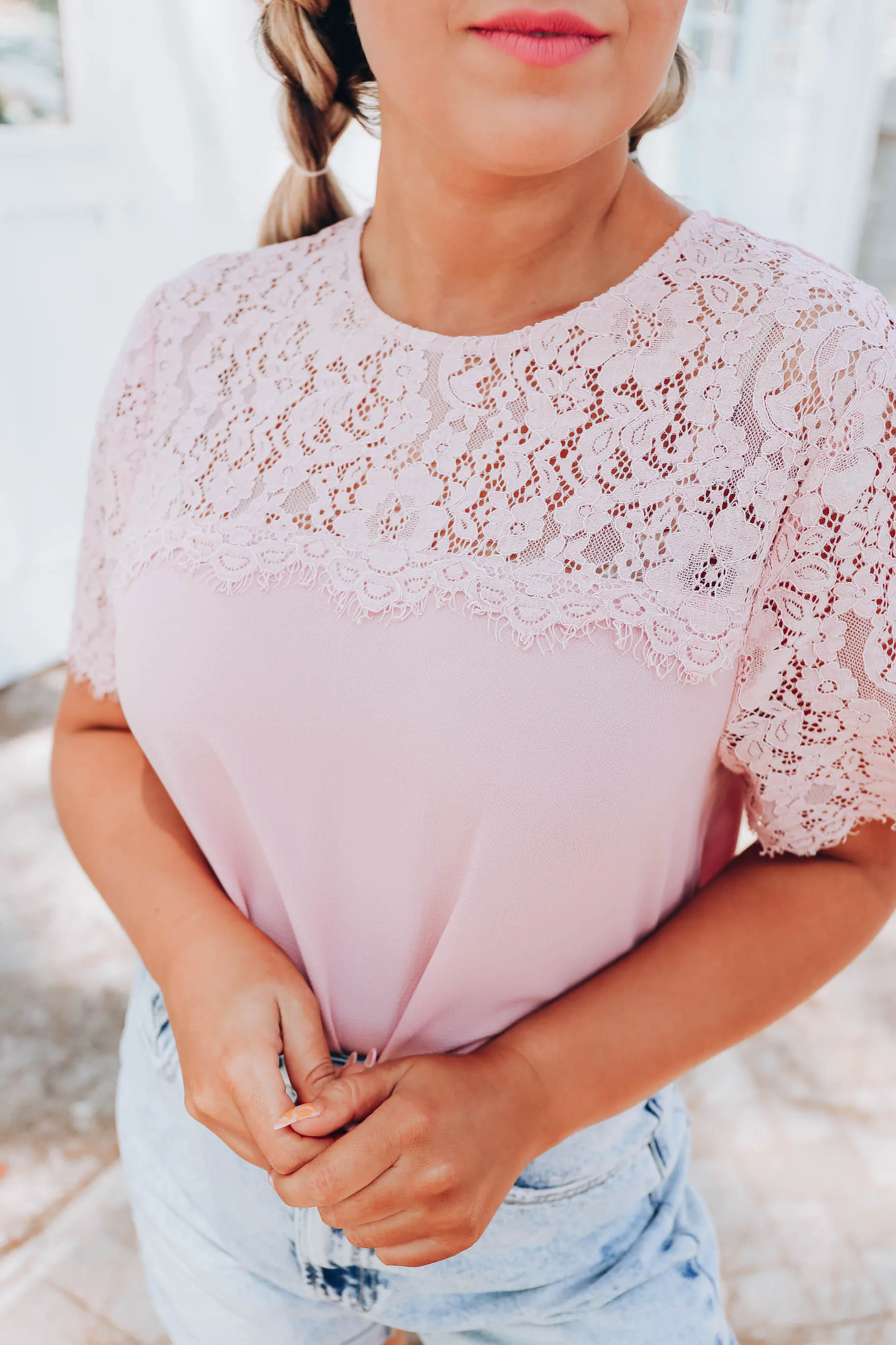 Eloise Lace Blouse - Blush