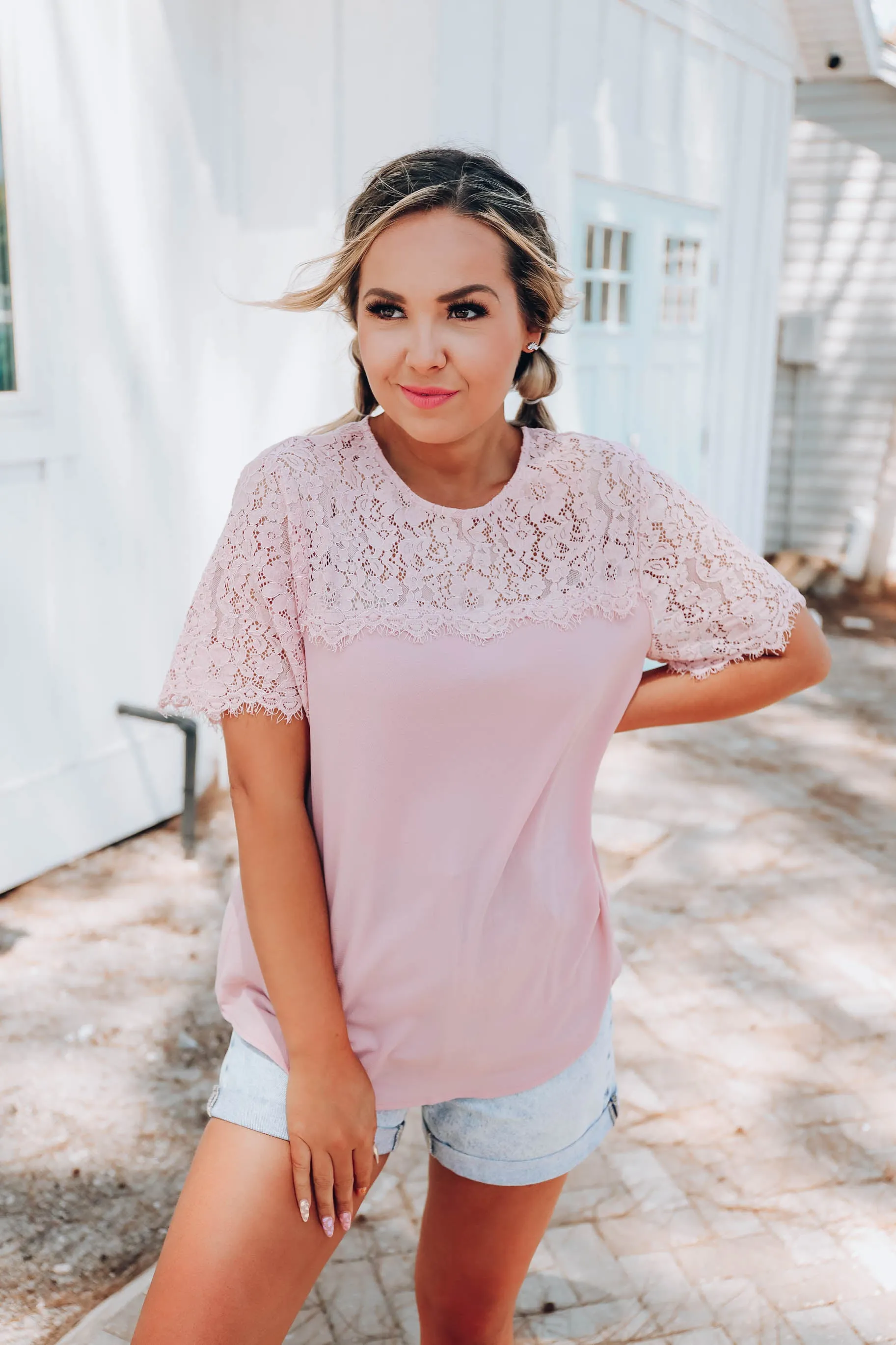 Eloise Lace Blouse - Blush