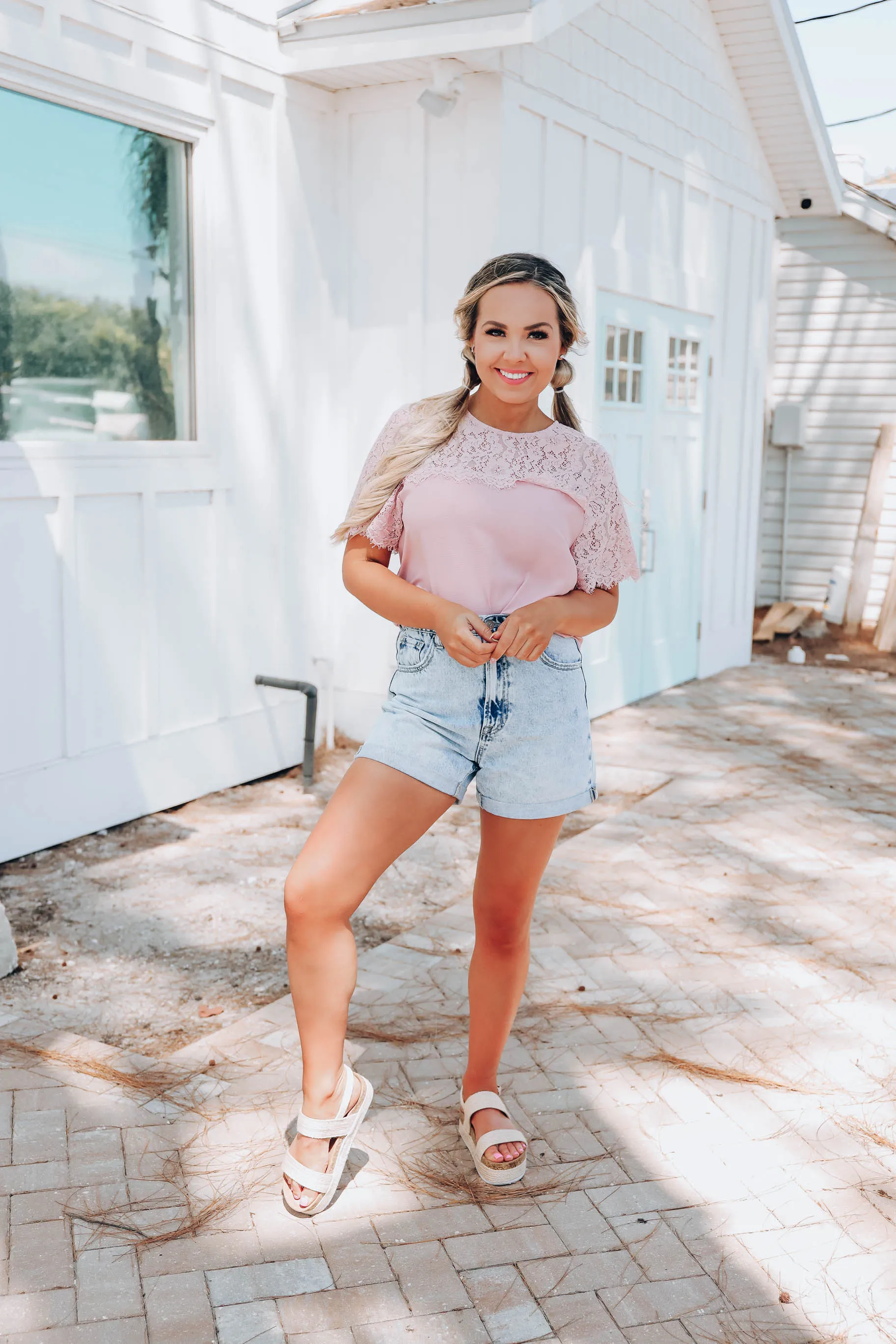 Eloise Lace Blouse - Blush