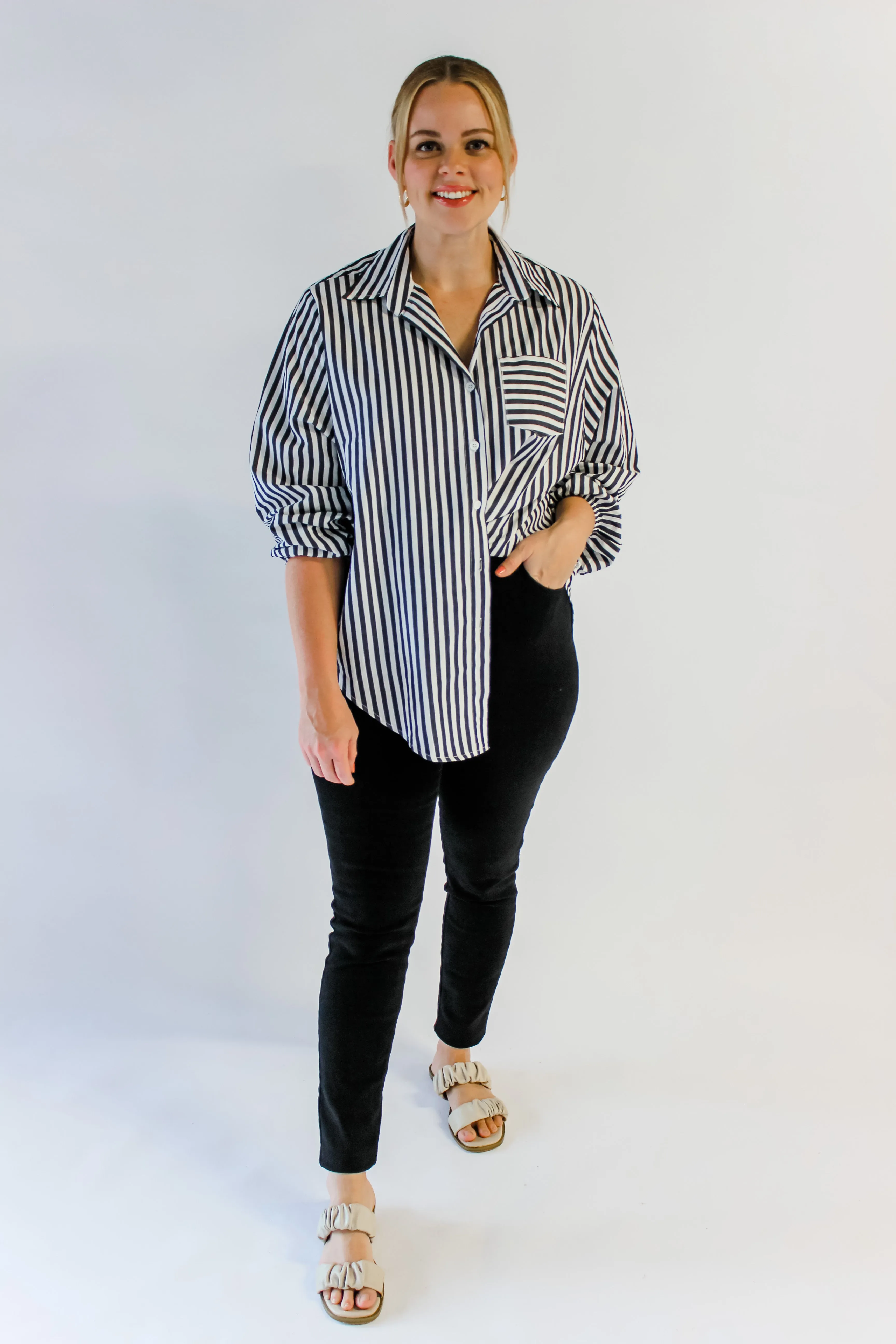 EMMELINE TOP - BLACK STRIPE