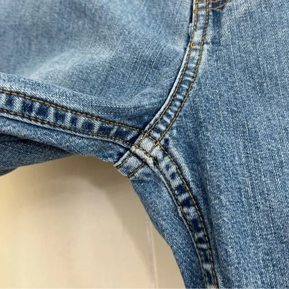 Express Y2K 90s Denim Blue Low Rise Button Fly Hipster Flare Jeans Size 7/8.