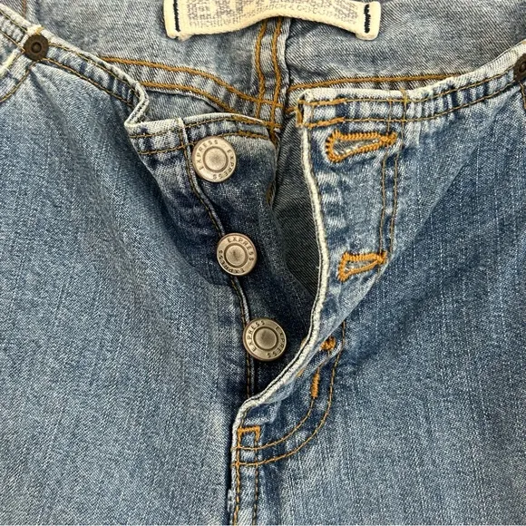 Express Y2K 90s Denim Blue Low Rise Button Fly Hipster Flare Jeans Size 7/8.