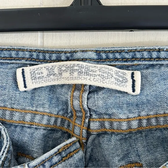 Express Y2K 90s Denim Blue Low Rise Button Fly Hipster Flare Jeans Size 7/8.