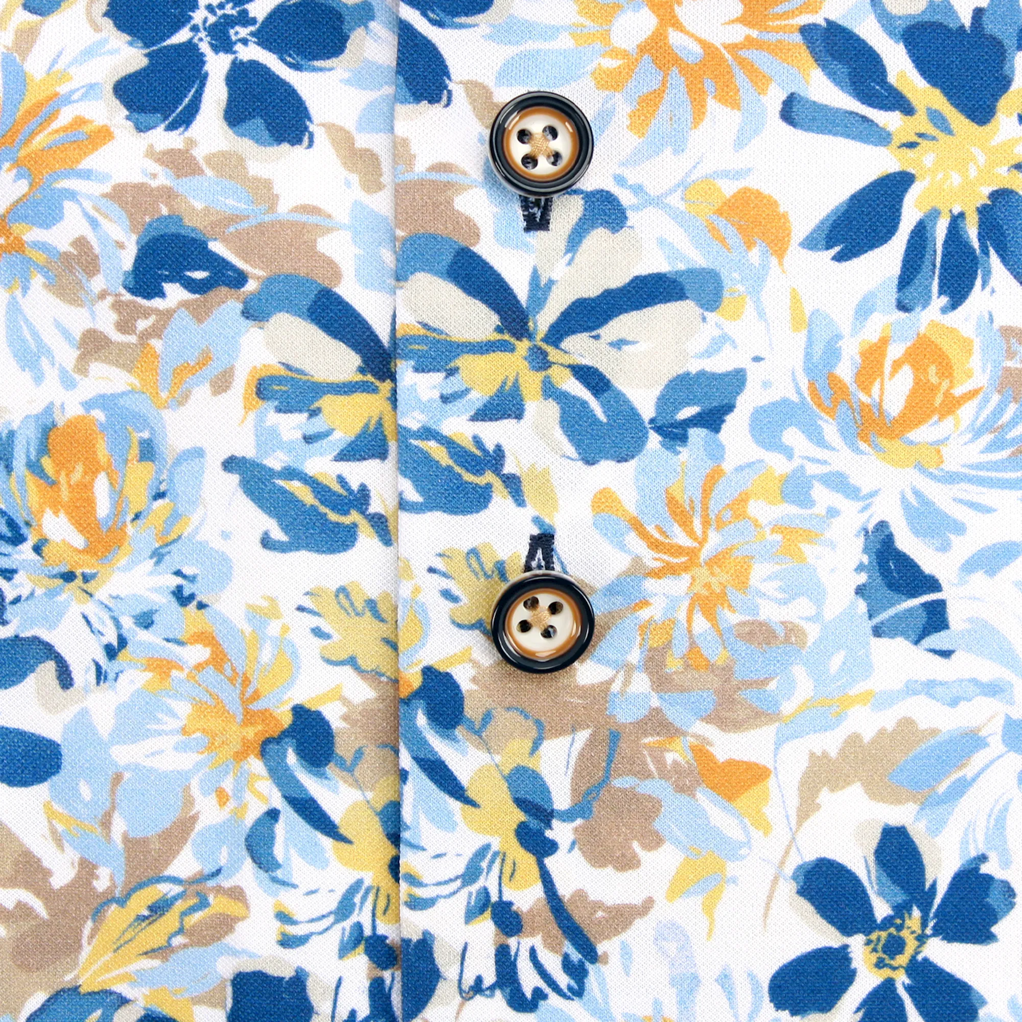Extra long sleeves. Floral print knitted piquet shirt