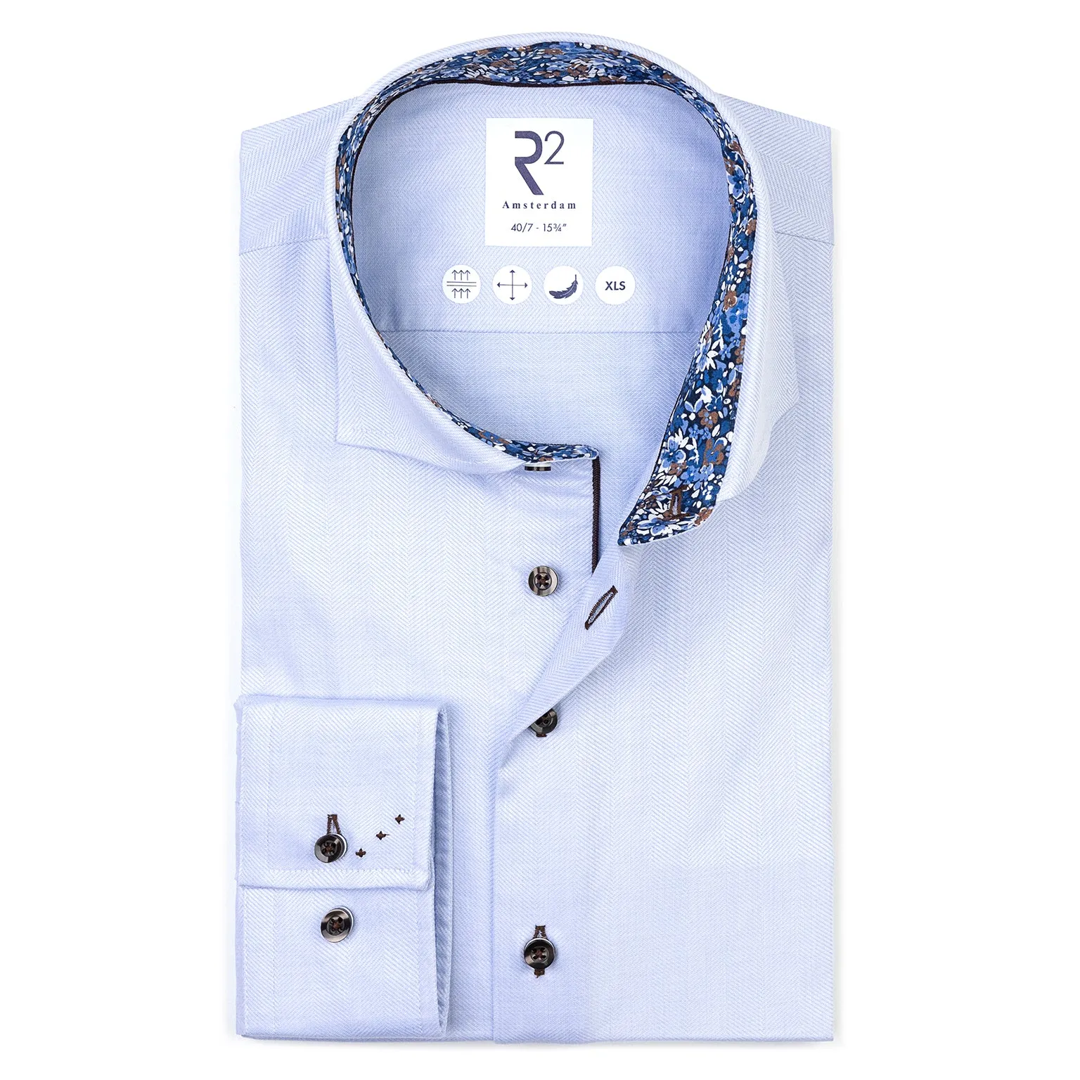 Extra long sleeves. Herringbone cotton shirt