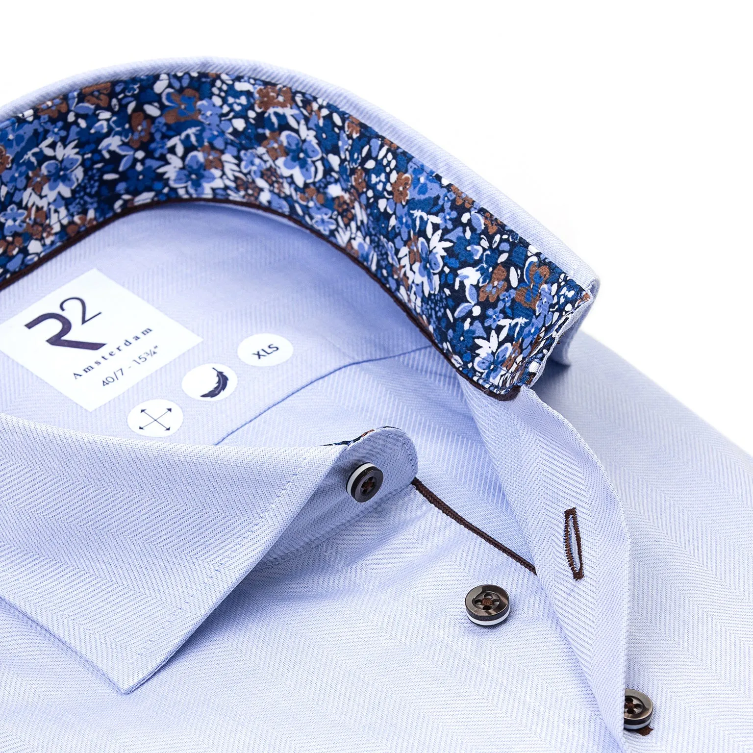 Extra long sleeves. Herringbone cotton shirt