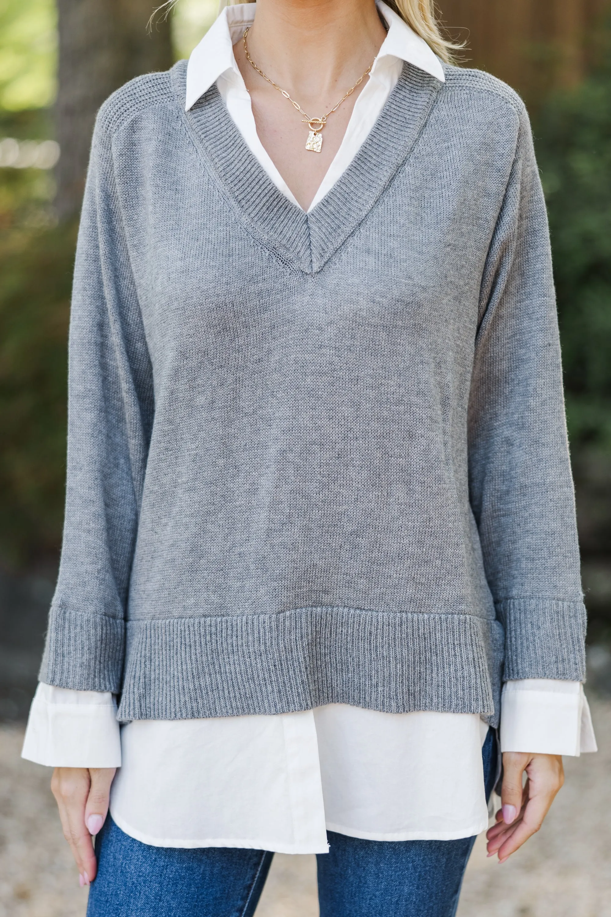 Eyes On You Gray Sweater