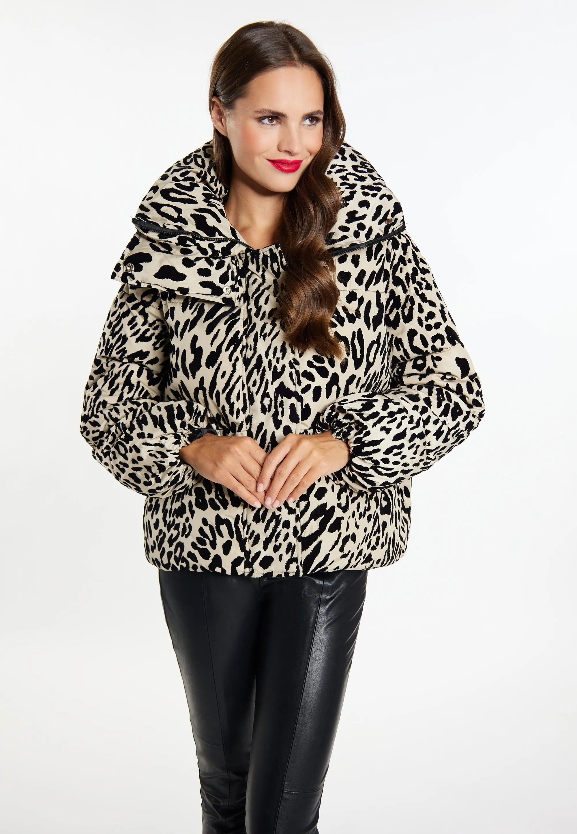 faina Women's Quilted Jacket With Leopard Print
