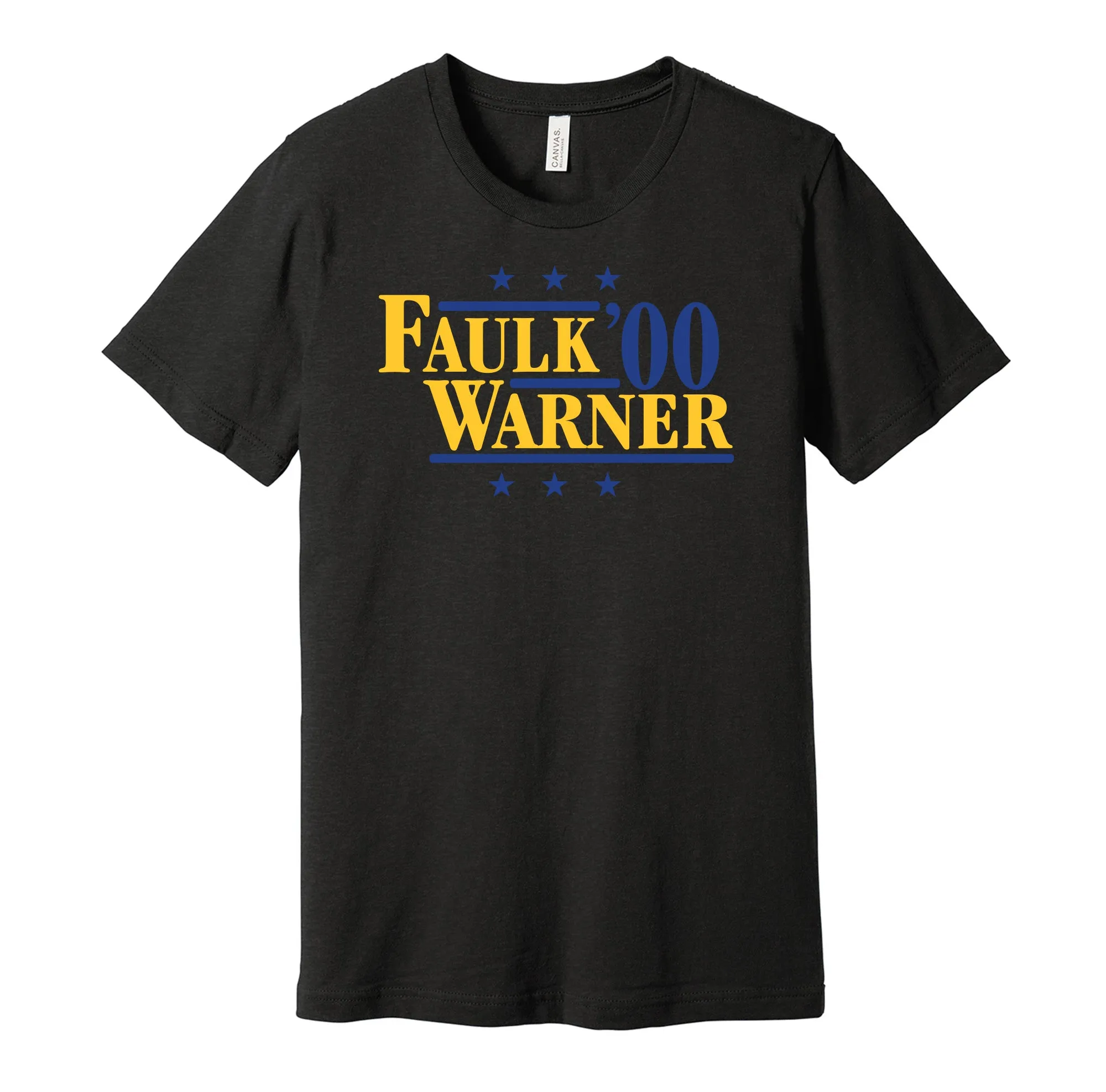 Faulk & Warner '00 - St. Louis Football Legends Political Campaign Parody T-Shirt - Hyper Than Hype Shirts