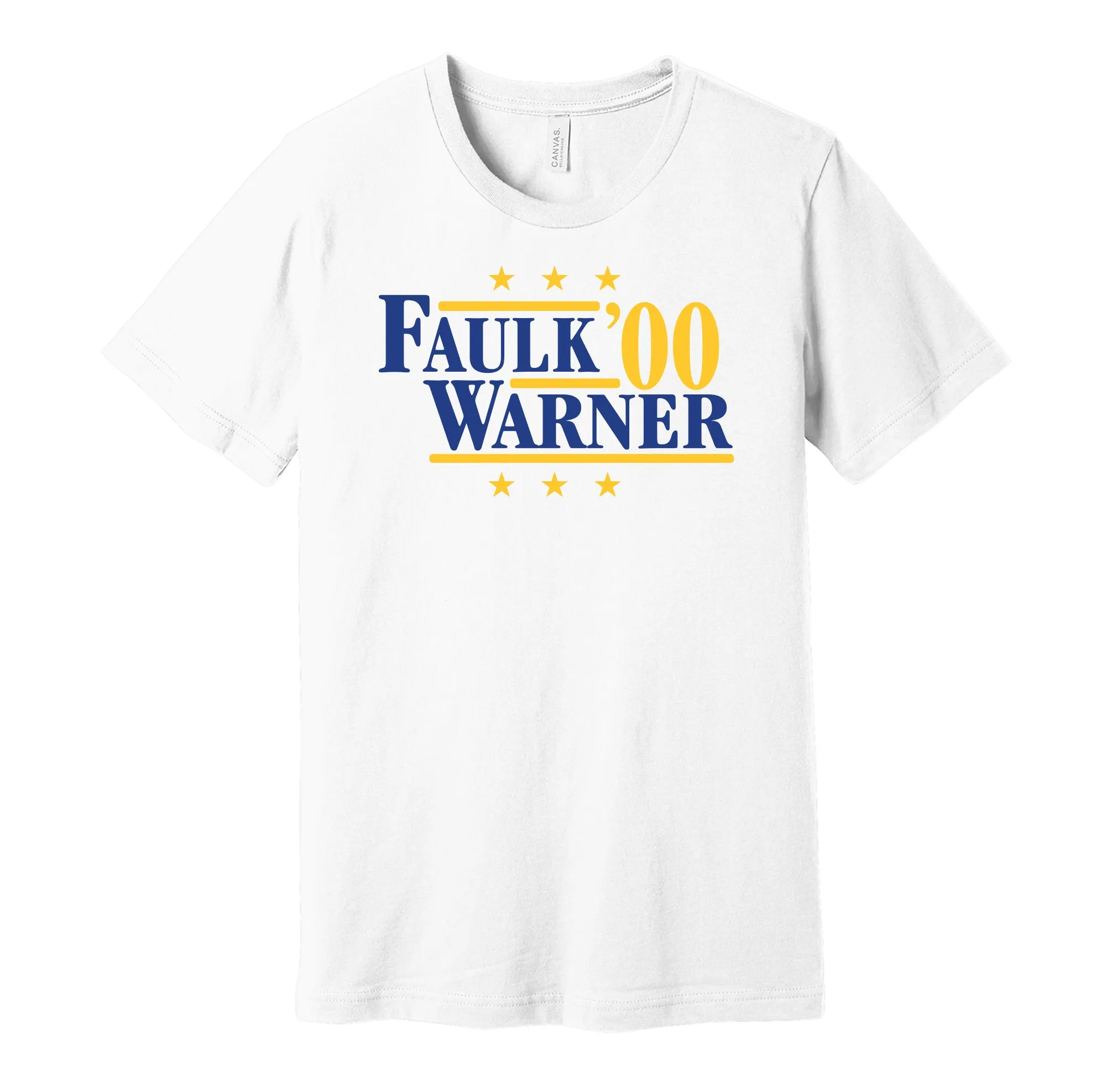 Faulk & Warner '00 - St. Louis Football Legends Political Campaign Parody T-Shirt - Hyper Than Hype Shirts