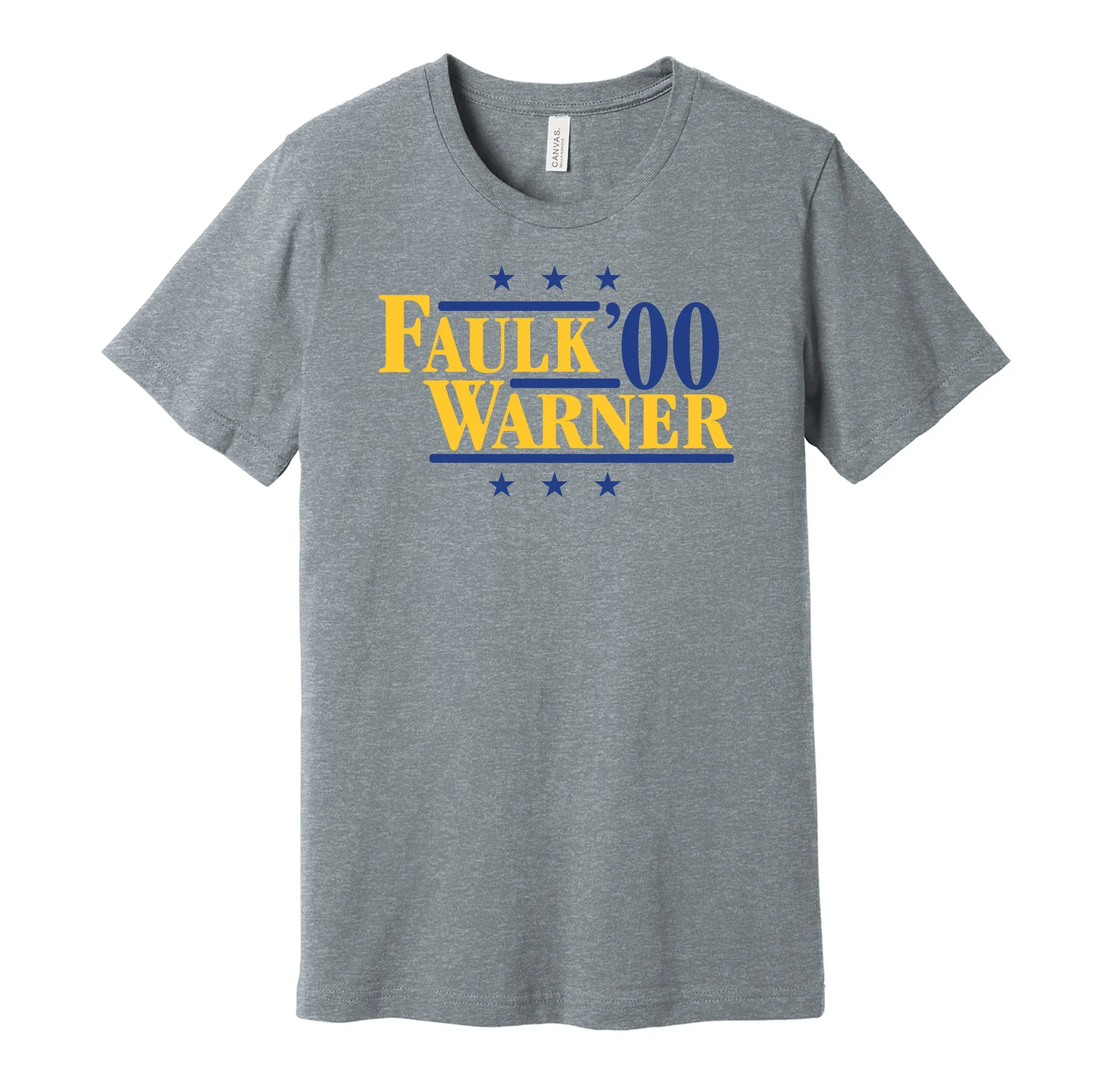 Faulk & Warner '00 - St. Louis Football Legends Political Campaign Parody T-Shirt - Hyper Than Hype Shirts