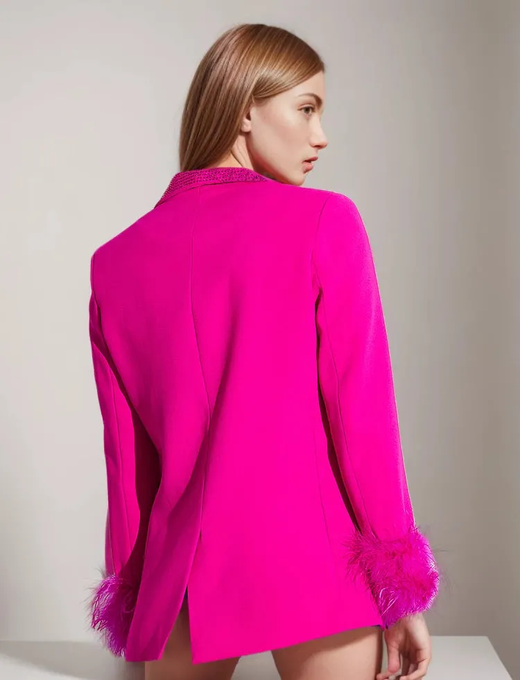 Feather Shawl Collar Blazers