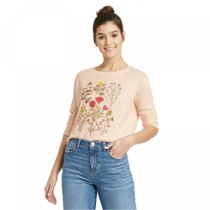 Fifth Sun Women's Botanical Floral Stem Long Sleeve Graphic T-Shirt