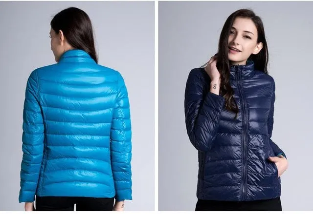 Fitaylor New Winter Women Down Jacket Ultra Light 90% White Duck Down Double Side Coats Short Design Slim Warm Parkas