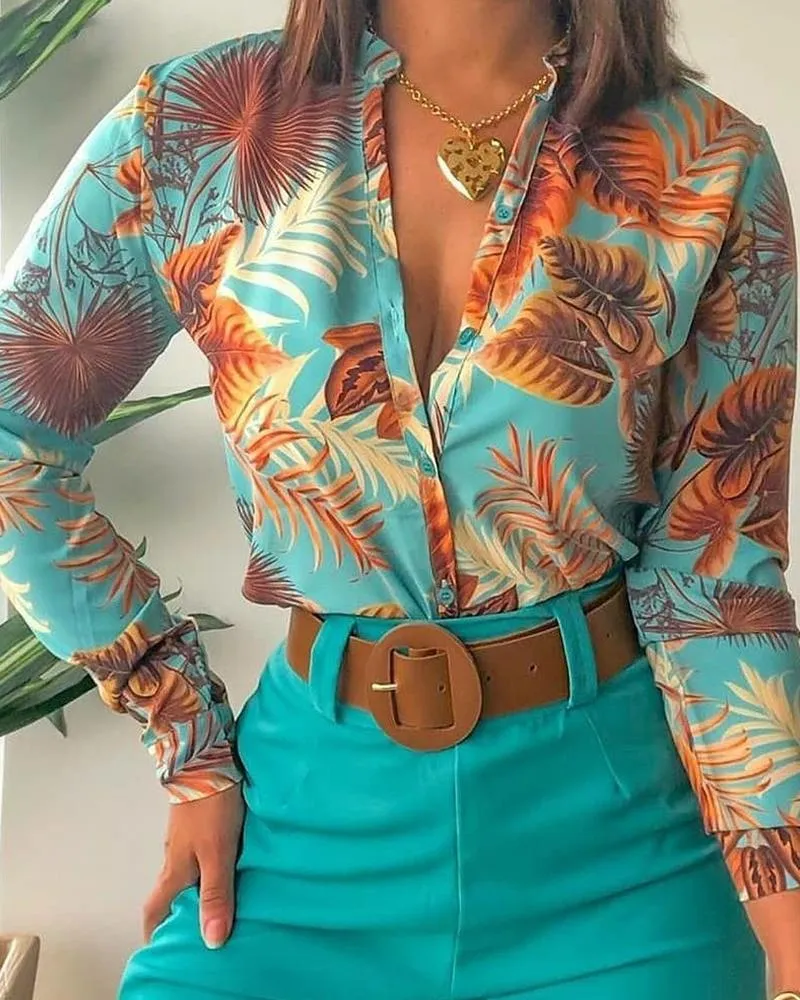 Floral Long Sleeve Loose Blouse