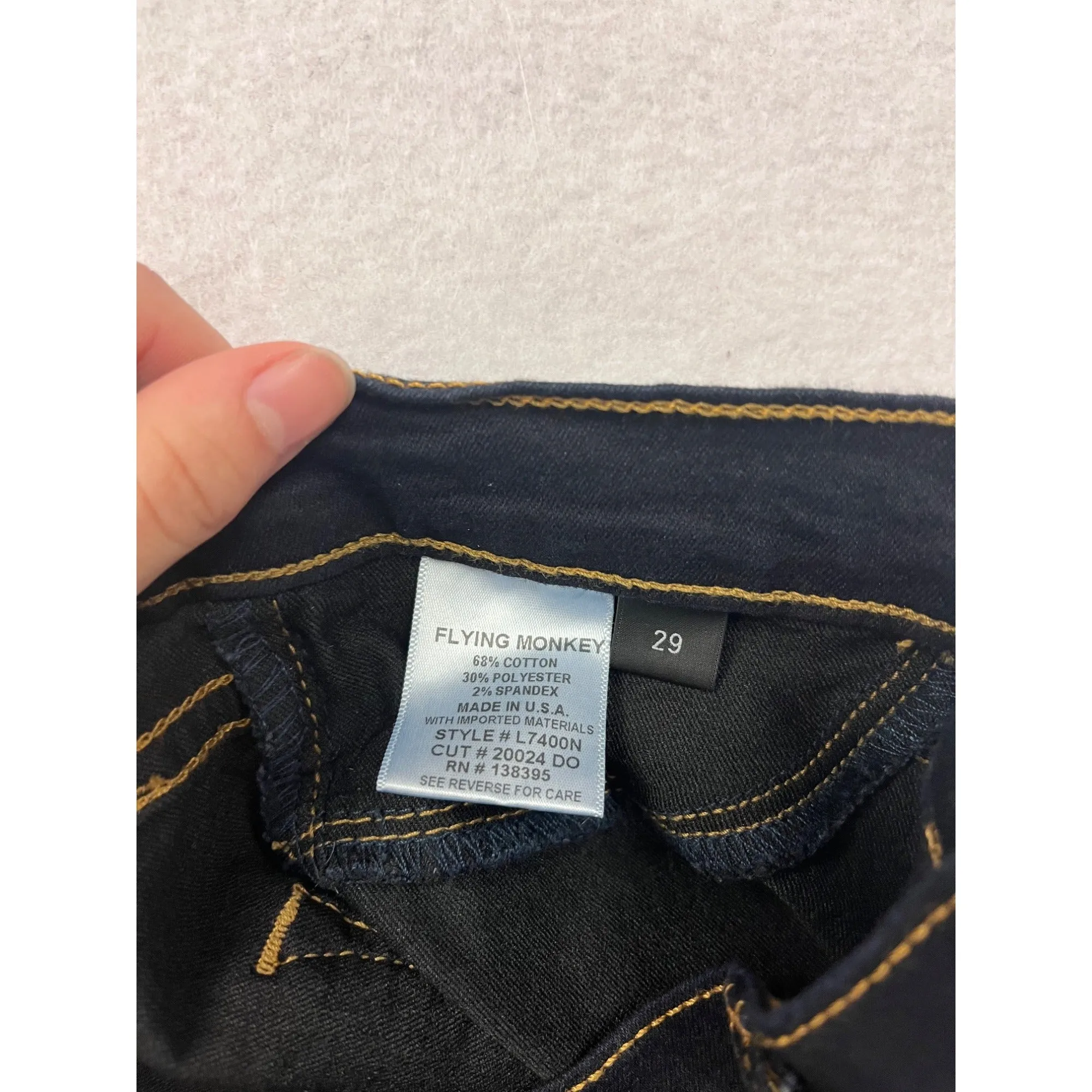 Flying Monkey Womens Skinny Jeans 29 Dark Wash Stretch Cotton Blend Denim USA Made #6886