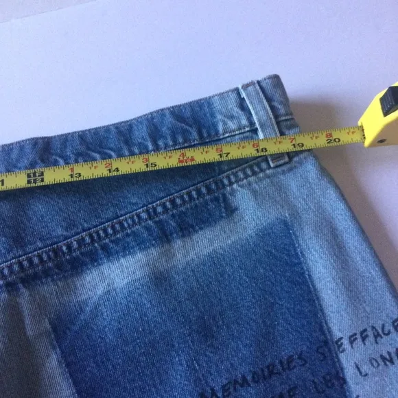 FRAME WOMENS LE SLOUCH SIGNATURE WRITING CUTOFF DENIM SHORTS BLUE SZ 32 (12) NEW