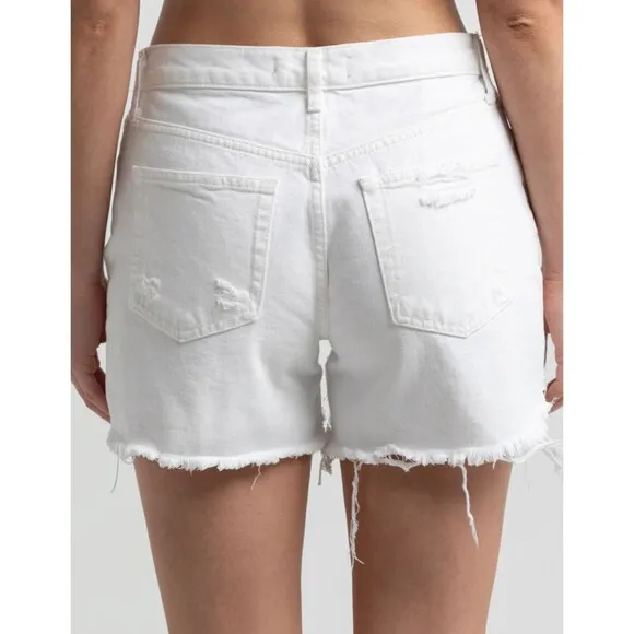 Free People Maggie Denim Jean Shorts 25 26 27 28 White Distressed Raw Hem New