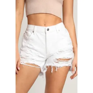 Free People Maggie Denim Jean Shorts 25 26 27 28 White Distressed Raw Hem New