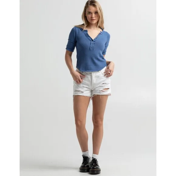 Free People Maggie Denim Jean Shorts 25 26 27 28 White Distressed Raw Hem New