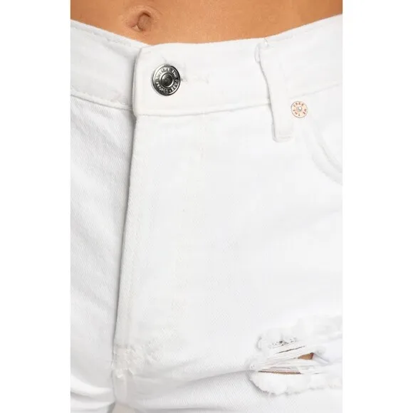 Free People Maggie Denim Jean Shorts 25 26 27 28 White Distressed Raw Hem New