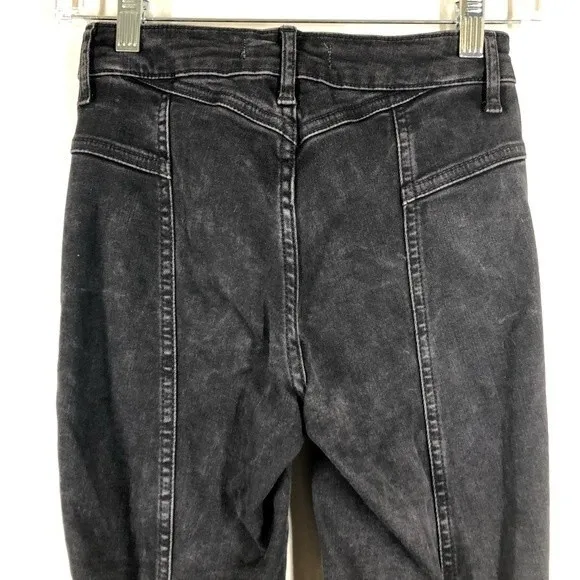 Free People Riley Seamed Skinny Jeans High Rise Washed Black 24