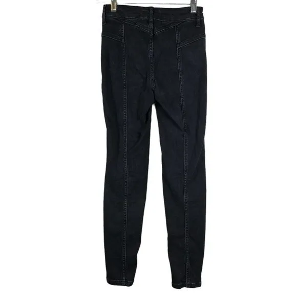Free People Riley Seamed Skinny Jeans High Rise Washed Black 24