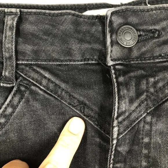 Free People Riley Seamed Skinny Jeans High Rise Washed Black 24