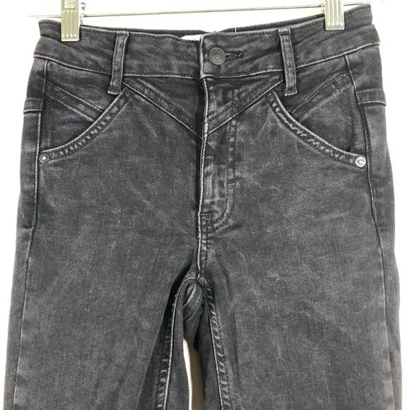 Free People Riley Seamed Skinny Jeans High Rise Washed Black 24