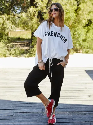 Frenchie Cropped Trackpant - BLACK